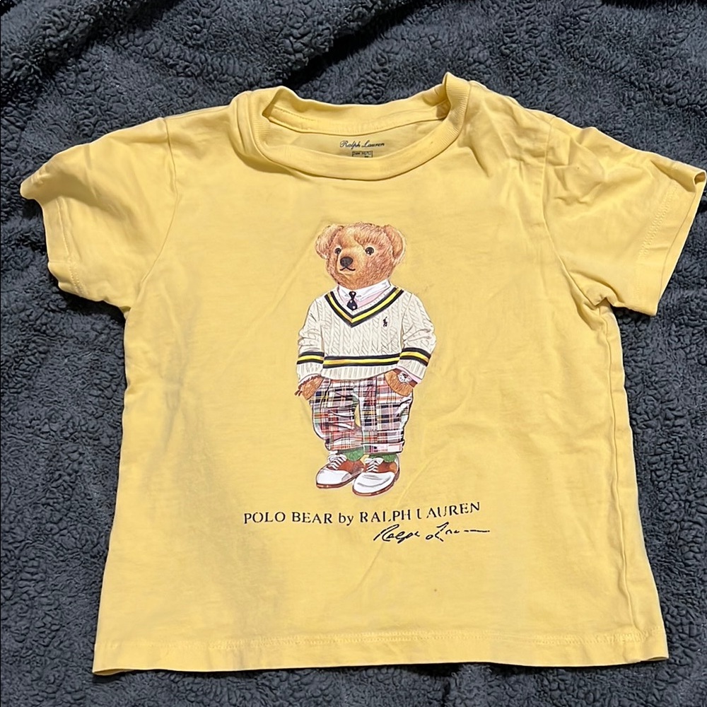Ralph Lauren Yellow Short Sleeve Tee with Bear Graphic